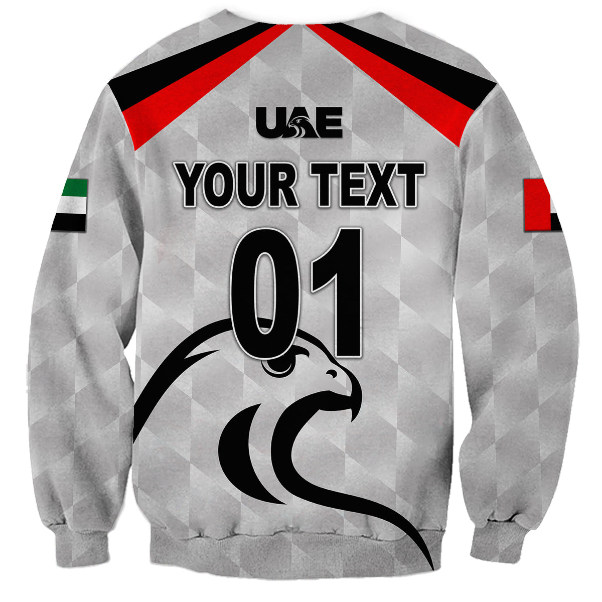 (Custom Personalised) United Arab Emirates UAE Cricket Sweatshirt Falcon Special - Grey LT8 - Wonder Print Shop