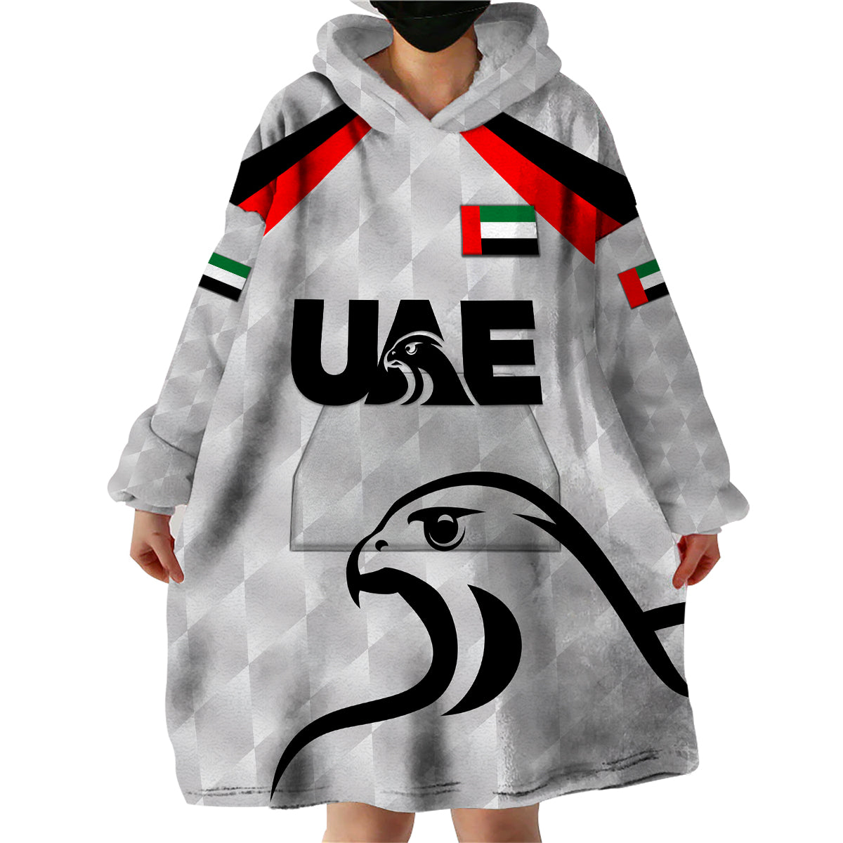 (Custom Personalised) United Arab Emirates UAE Cricket Wearable Blanket Hoodie Falcon Special - Grey LT8 - Wonder Print Shop