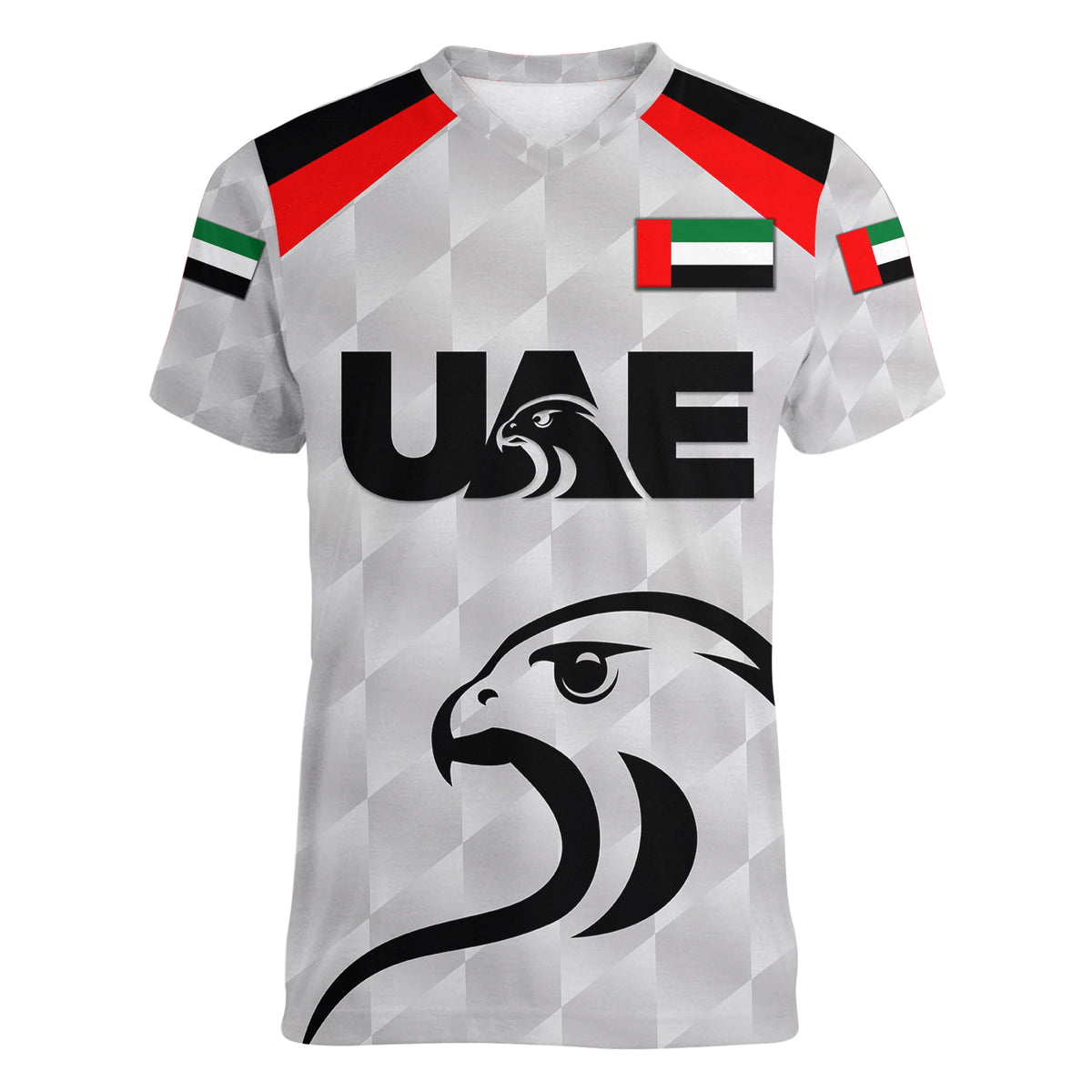 (Custom Personalised) United Arab Emirates UAE Cricket Women V Neck T Shirt Falcon Special - Grey LT8 - Wonder Print Shop