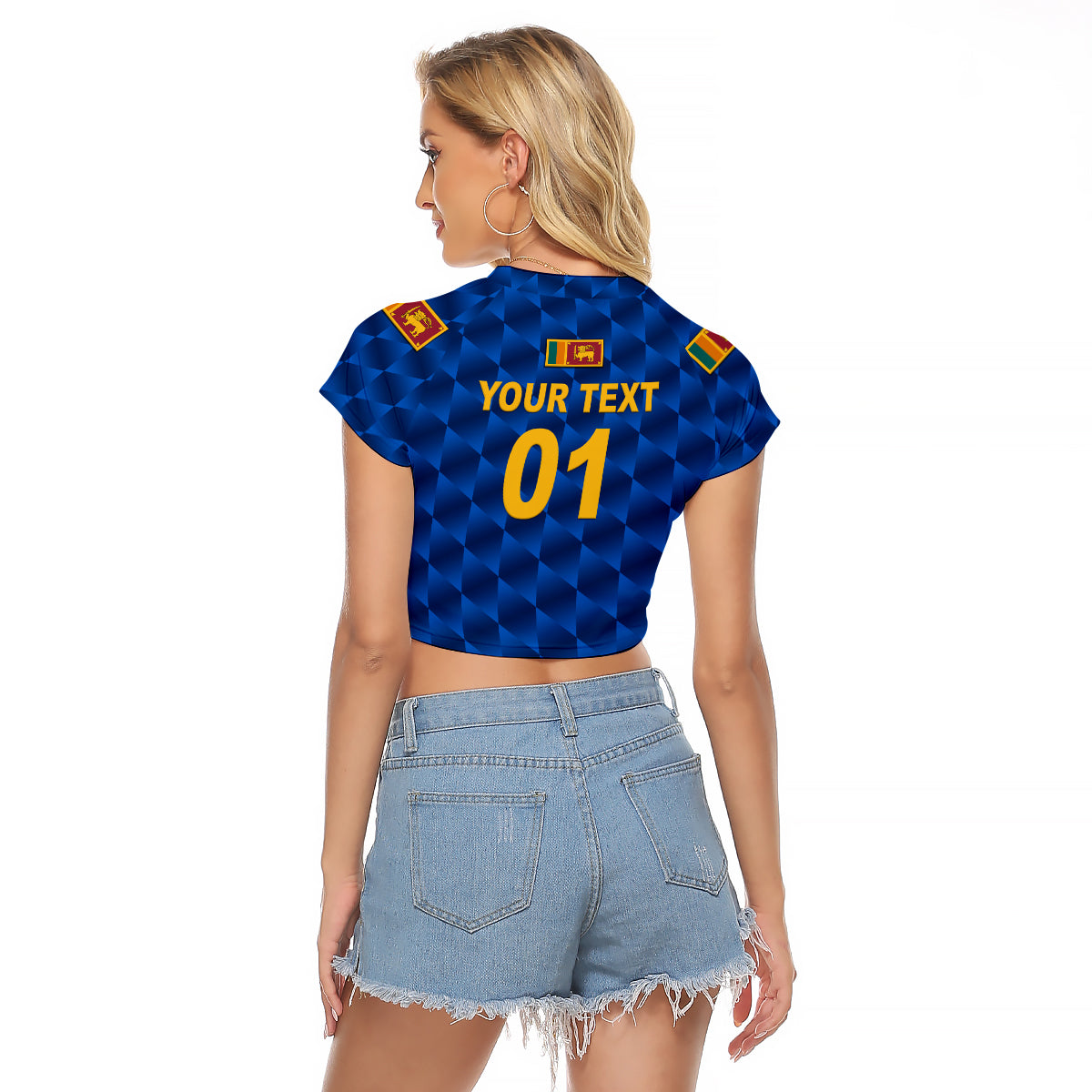 (Custom Personalised) Sri Lanka Cricket Raglan Cropped T Shirt The Lions Unique - Blue LT8 - Wonder Print Shop