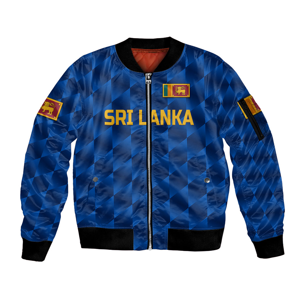 (Custom Personalised) Sri Lanka Cricket Sleeve Zip Bomber Jacket The Lions Unique - Blue LT8 - Wonder Print Shop