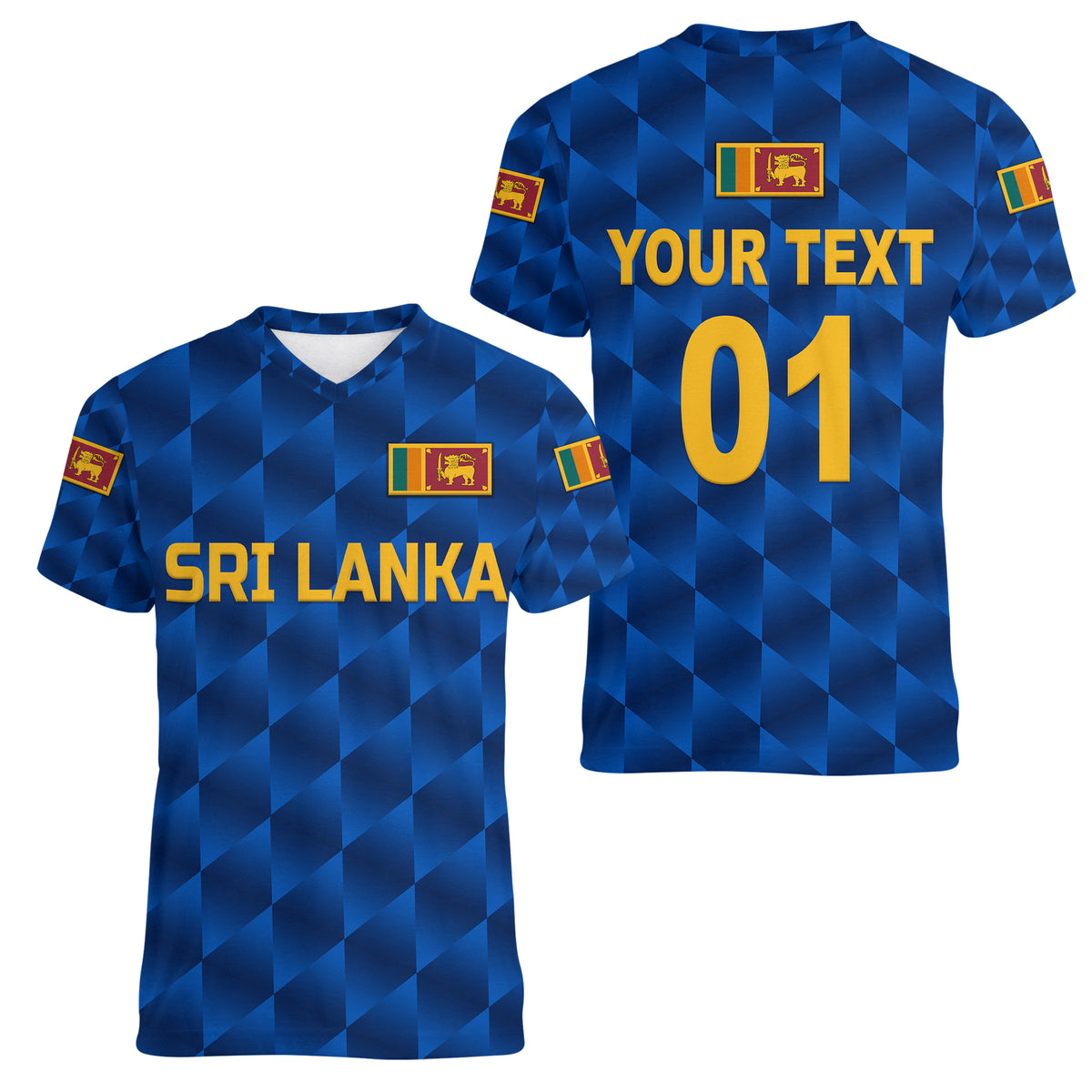 (Custom Personalised) Sri Lanka Cricket Women V Neck T Shirt The Lions Unique - Blue LT8 - Wonder Print Shop