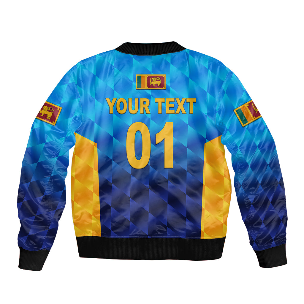 (Custom Personalised) Sri Lanka Cricket Sleeve Zip Bomber Jacket The Lions Unique - Gradient Blue LT8 - Wonder Print Shop