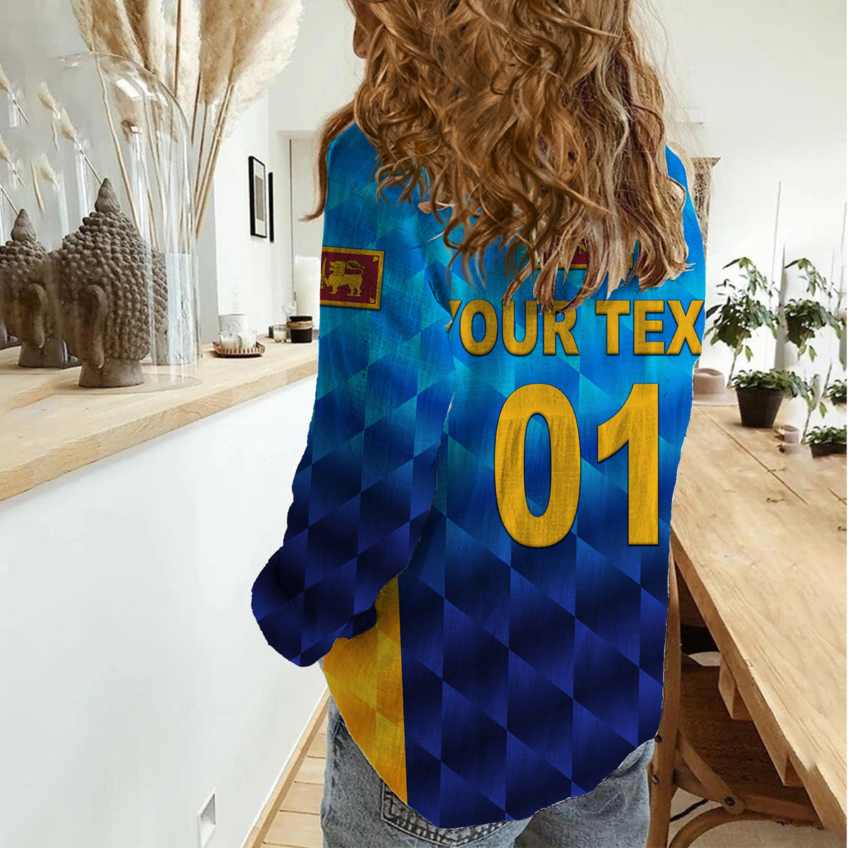 (Custom Personalised) Sri Lanka Cricket Women Casual Shirt The Lions Unique - Gradient Blue LT8 - Wonder Print Shop