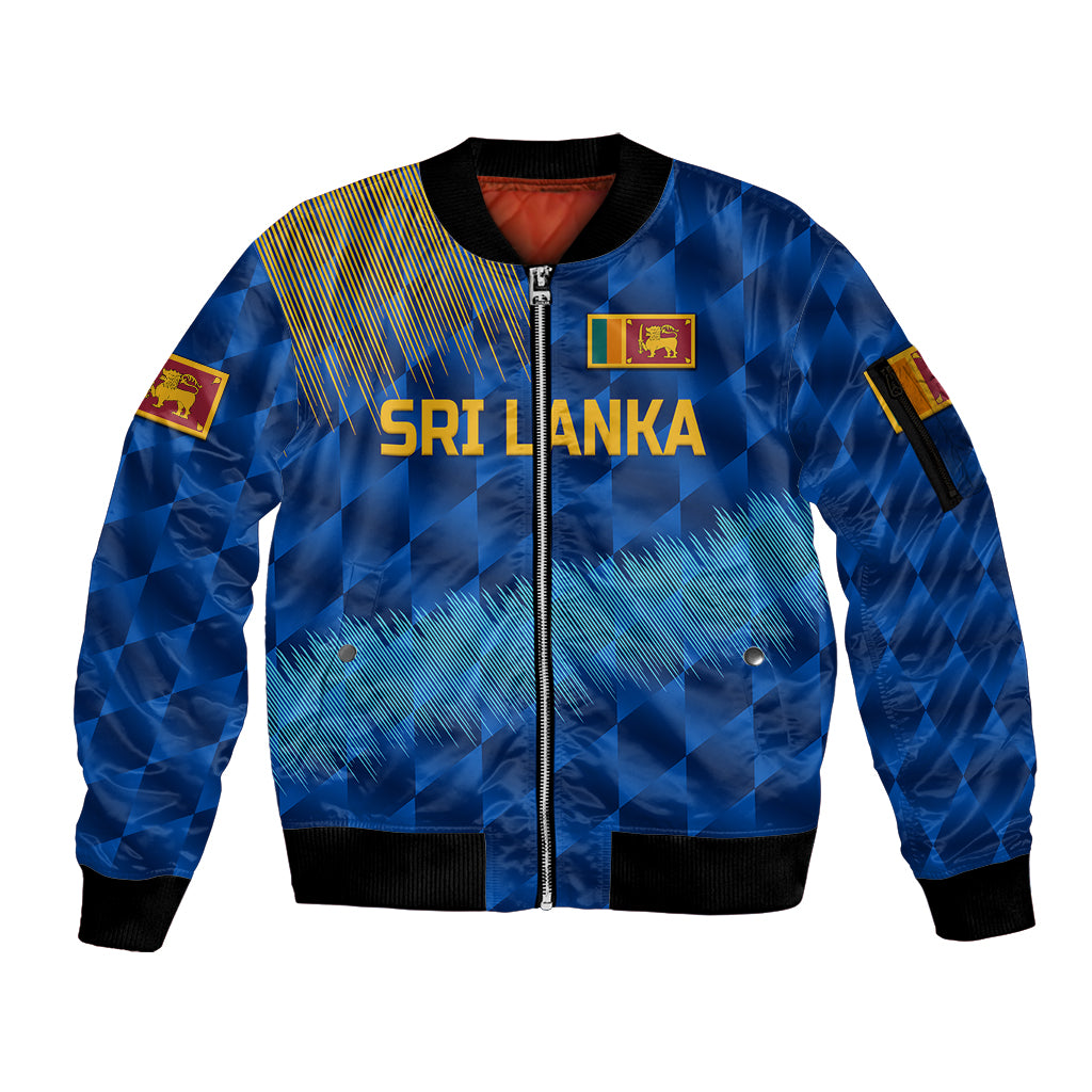 (Custom Personalised) Sri Lanka Cricket Sleeve Zip Bomber Jacket The Lions Special - Blue LT8 - Wonder Print Shop