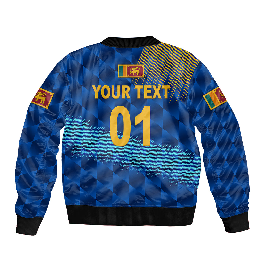 (Custom Personalised) Sri Lanka Cricket Sleeve Zip Bomber Jacket The Lions Special - Blue LT8 - Wonder Print Shop