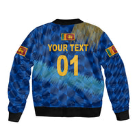 (Custom Personalised) Sri Lanka Cricket Sleeve Zip Bomber Jacket The Lions Special - Blue LT8 - Wonder Print Shop