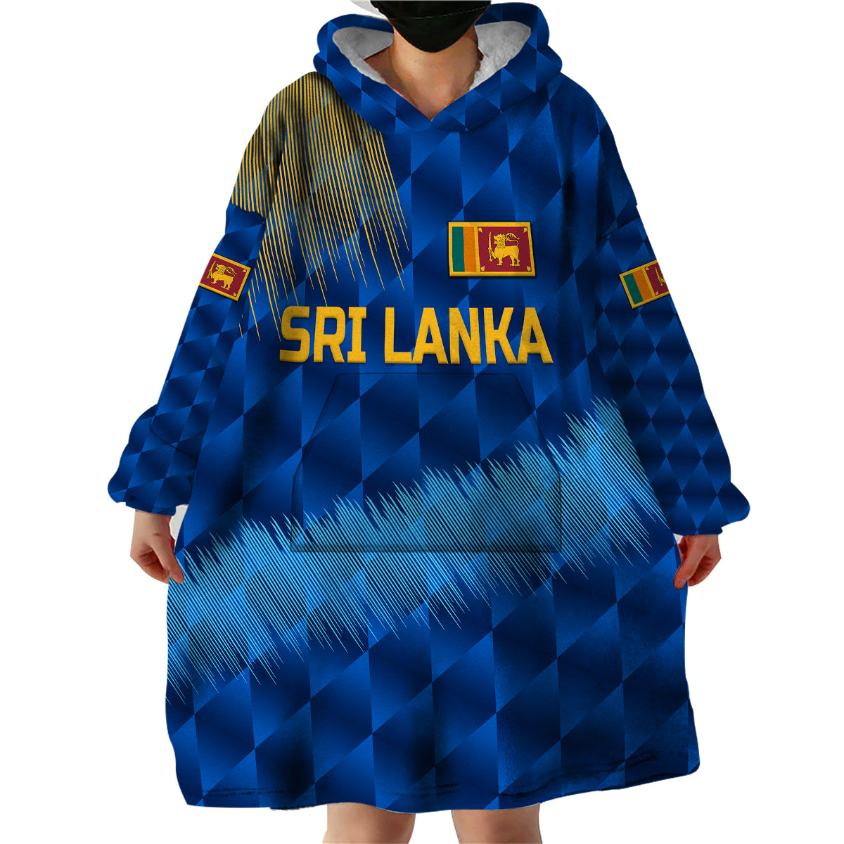 (Custom Personalised) Sri Lanka Cricket Wearable Blanket Hoodie The Lions Special - Blue LT8 - Wonder Print Shop