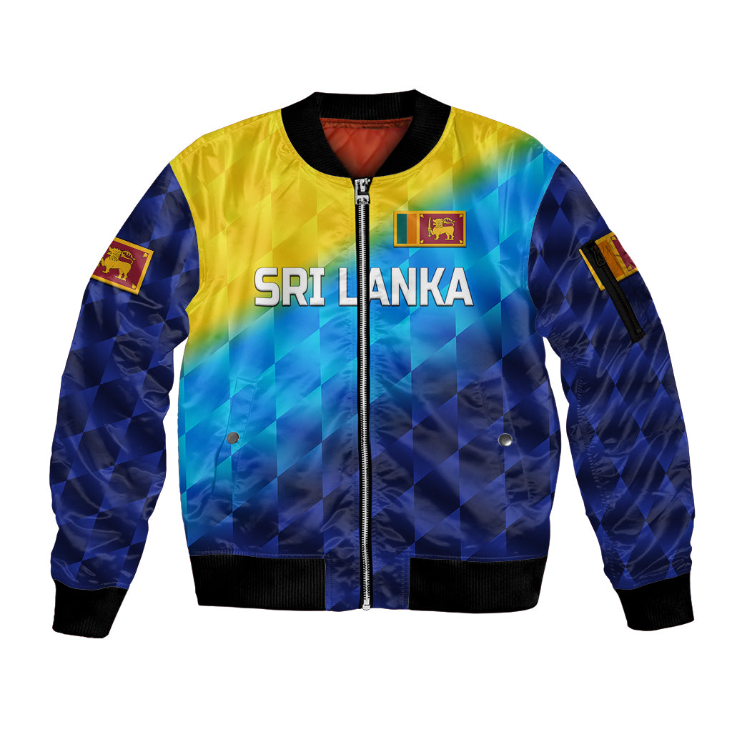 (Custom Personalised) Sri Lanka Cricket Sleeve Zip Bomber Jacket The Lions Special - Gradient Blue LT8 - Wonder Print Shop