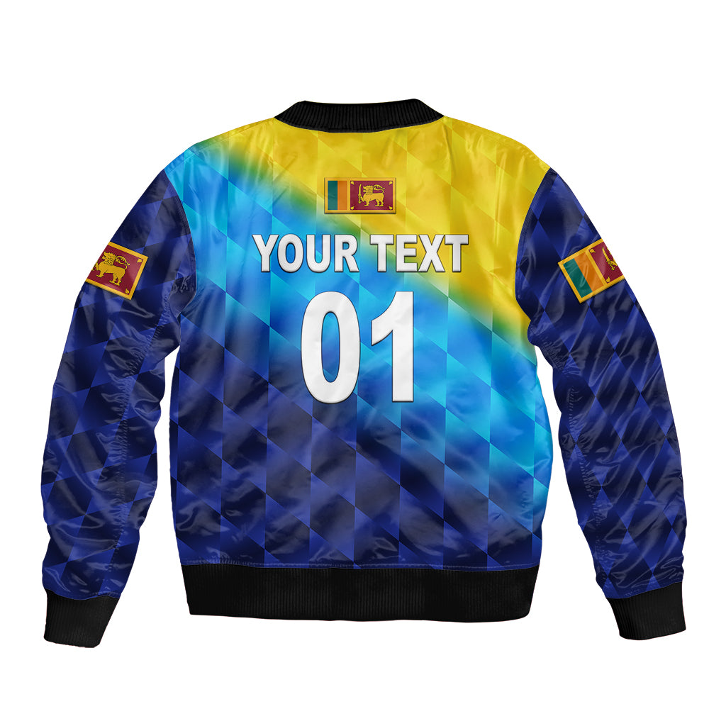 (Custom Personalised) Sri Lanka Cricket Sleeve Zip Bomber Jacket The Lions Special - Gradient Blue LT8 - Wonder Print Shop