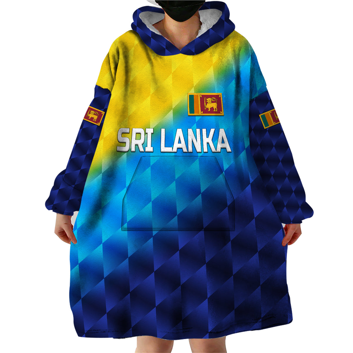 (Custom Personalised) Sri Lanka Cricket Wearable Blanket Hoodie The Lions Special - Gradient Blue LT8 - Wonder Print Shop