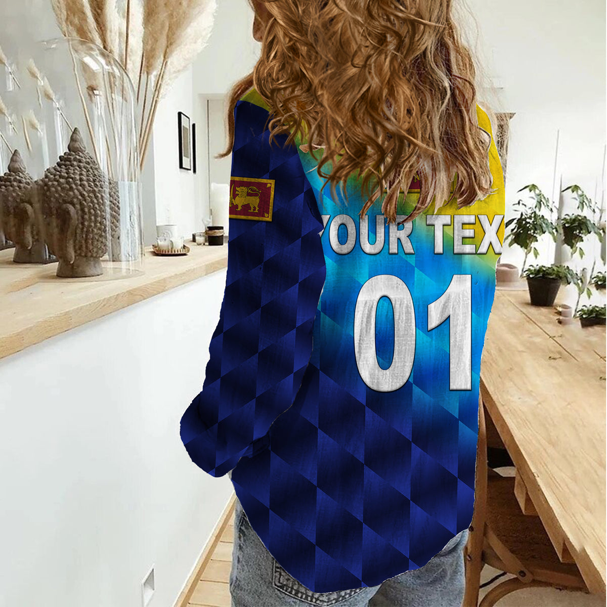 (Custom Personalised) Sri Lanka Cricket Women Casual Shirt The Lions Special - Gradient Blue LT8 - Wonder Print Shop