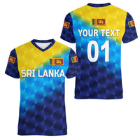 (Custom Personalised) Sri Lanka Cricket Women V Neck T Shirt The Lions Special - Gradient Blue LT8 - Wonder Print Shop