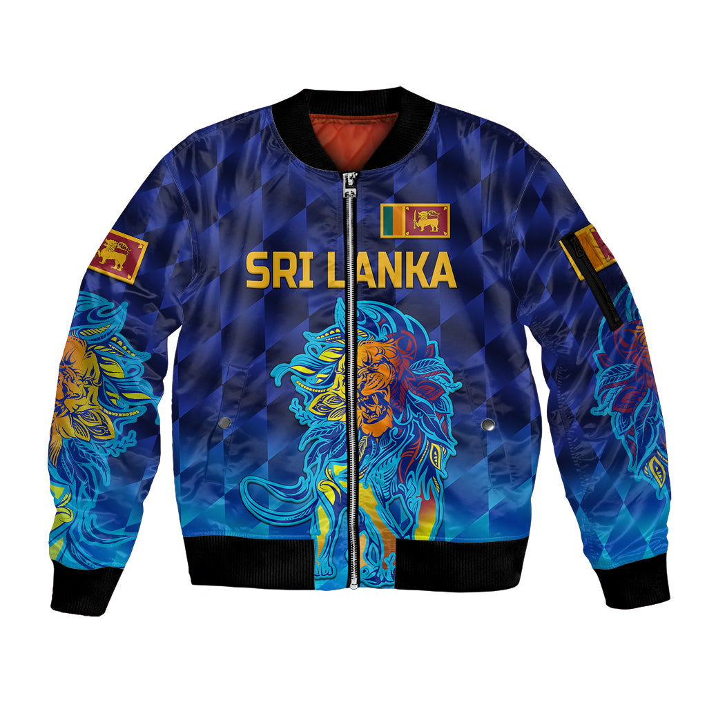 (Custom Personalised) Sri Lanka Cricket Sleeve Zip Bomber Jacket The Lions Pride Version - Blue LT8 - Wonder Print Shop