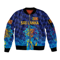 (Custom Personalised) Sri Lanka Cricket Sleeve Zip Bomber Jacket The Lions Pride Version - Blue LT8 - Wonder Print Shop