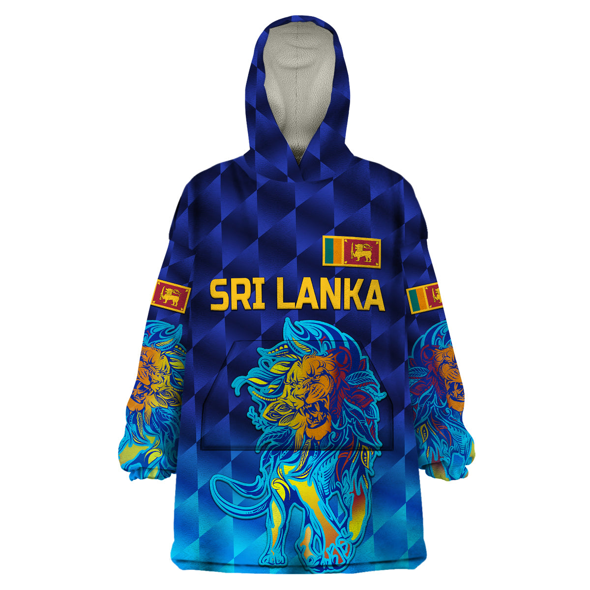 (Custom Personalised) Sri Lanka Cricket Wearable Blanket Hoodie The Lions Pride Version - Blue LT8 - Wonder Print Shop
