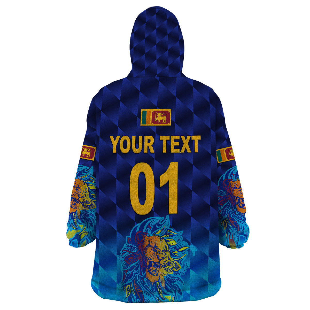 (Custom Personalised) Sri Lanka Cricket Wearable Blanket Hoodie The Lions Pride Version - Blue LT8 - Wonder Print Shop