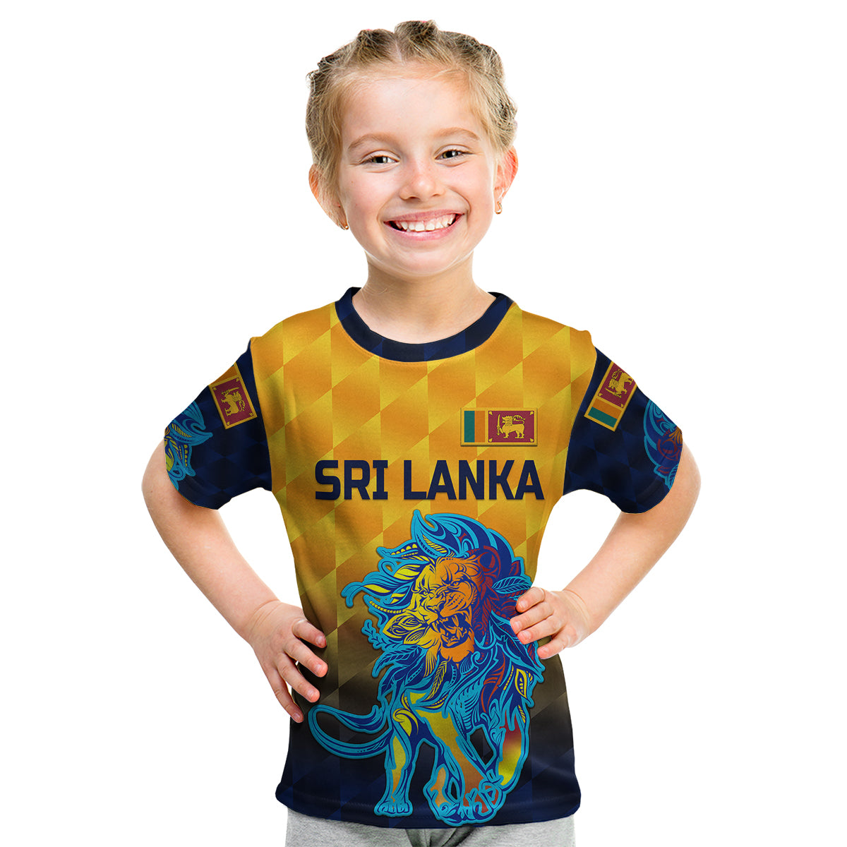 (Custom Personalised) Sri Lanka Cricket Kid T Shirt The Lions Pride Version - Yellow LT8 - Wonder Print Shop