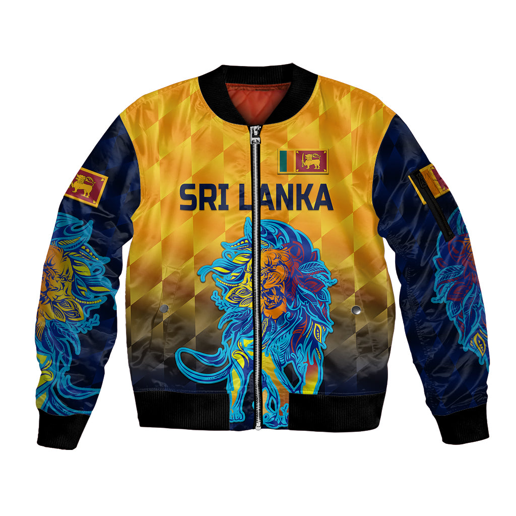 (Custom Personalised) Sri Lanka Cricket Sleeve Zip Bomber Jacket The Lions Pride Version - Yellow LT8 - Wonder Print Shop