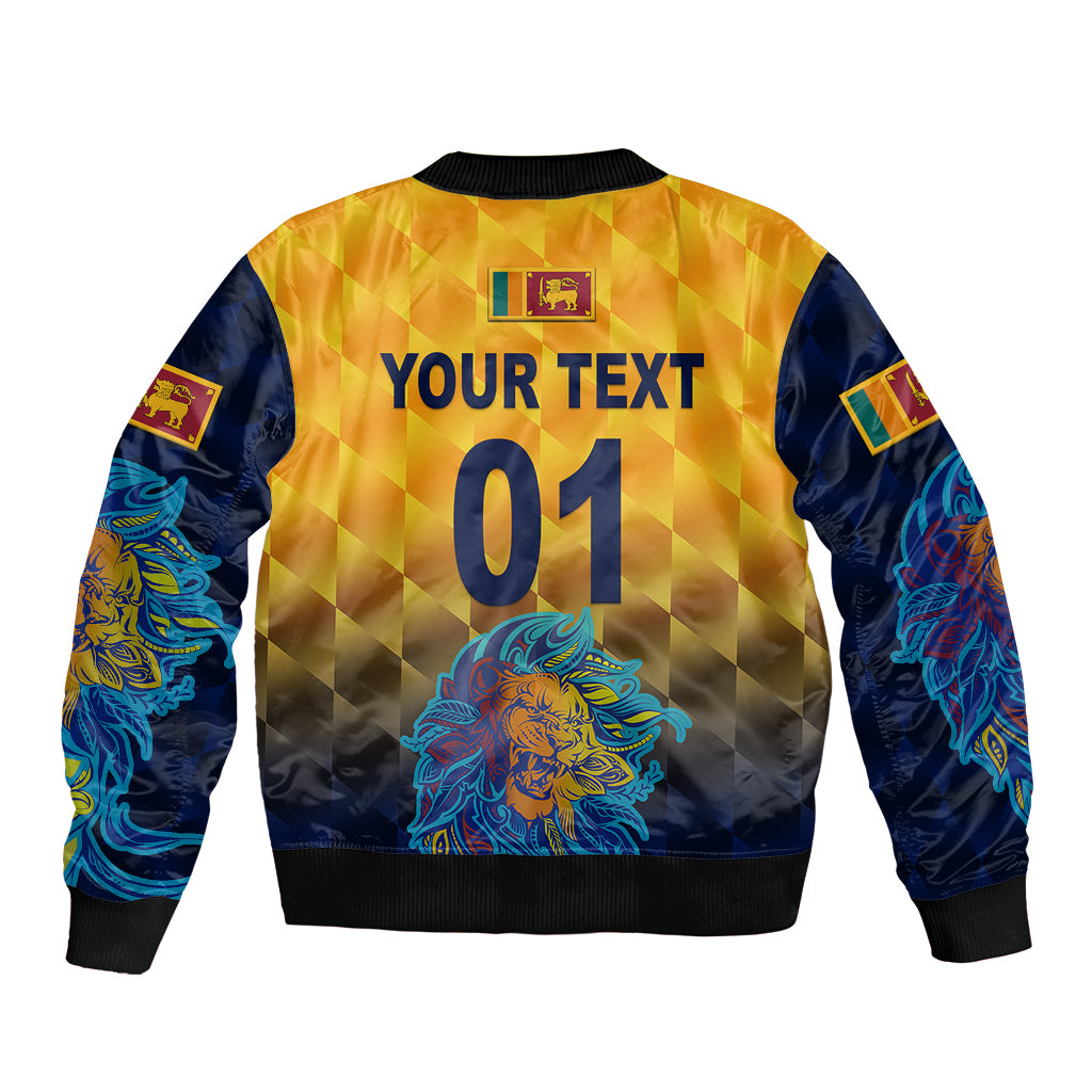 (Custom Personalised) Sri Lanka Cricket Sleeve Zip Bomber Jacket The Lions Pride Version - Yellow LT8 - Wonder Print Shop
