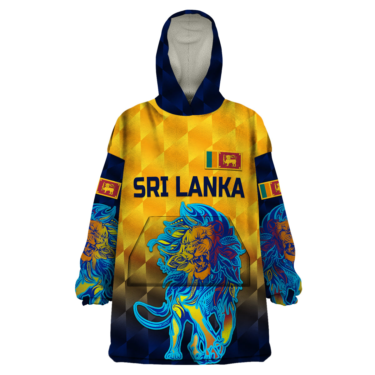(Custom Personalised) Sri Lanka Cricket Wearable Blanket Hoodie The Lions Pride Version - Yellow LT8 - Wonder Print Shop