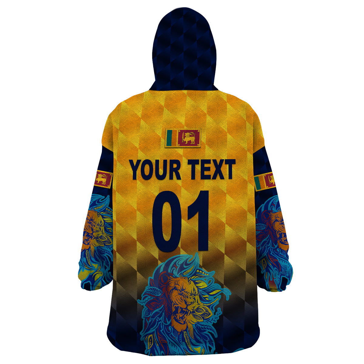(Custom Personalised) Sri Lanka Cricket Wearable Blanket Hoodie The Lions Pride Version - Yellow LT8 - Wonder Print Shop