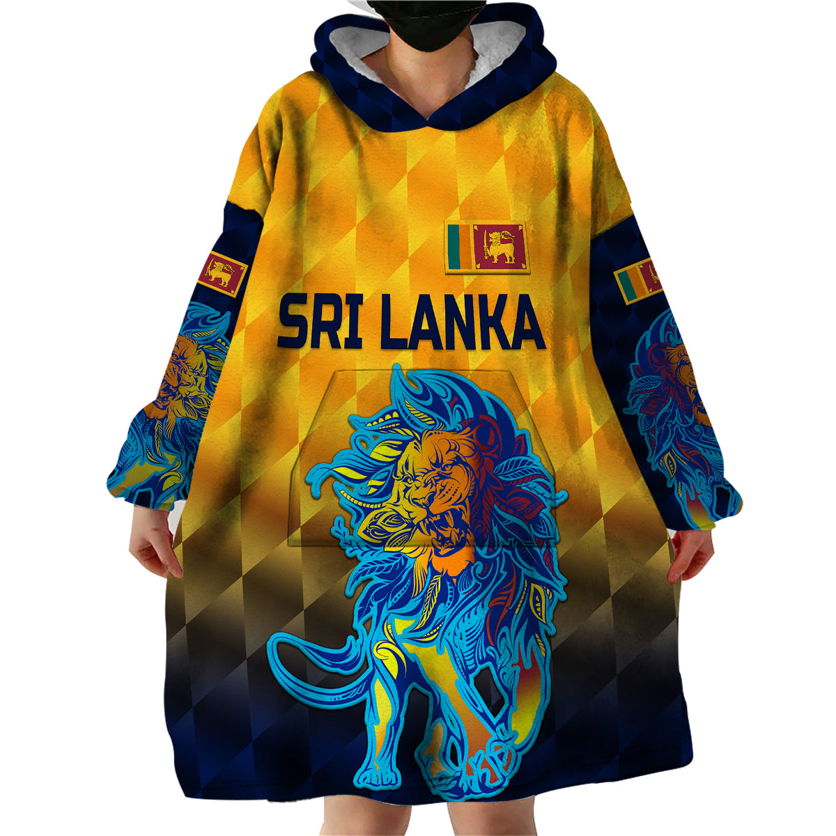 (Custom Personalised) Sri Lanka Cricket Wearable Blanket Hoodie The Lions Pride Version - Yellow LT8 - Wonder Print Shop