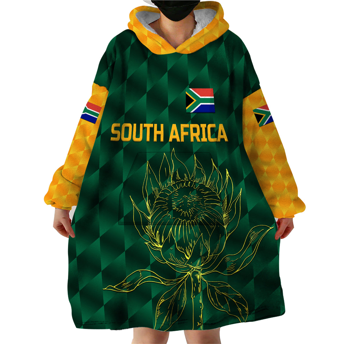 (Custom Personalised) South Africa Proteas Cricket Wearable Blanket Hoodie Simple - Green LT8 - Wonder Print Shop