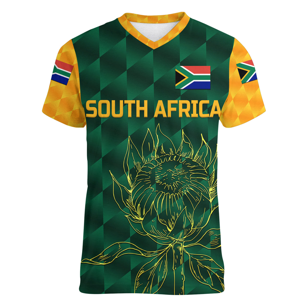 (Custom Personalised) South Africa Proteas Cricket Women V Neck T Shirt Simple - Green LT8 - Wonder Print Shop