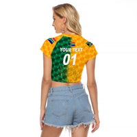 (Custom Personalised) South Africa Proteas Cricket Raglan Cropped T Shirt Simple - Yellow LT8 - Wonder Print Shop