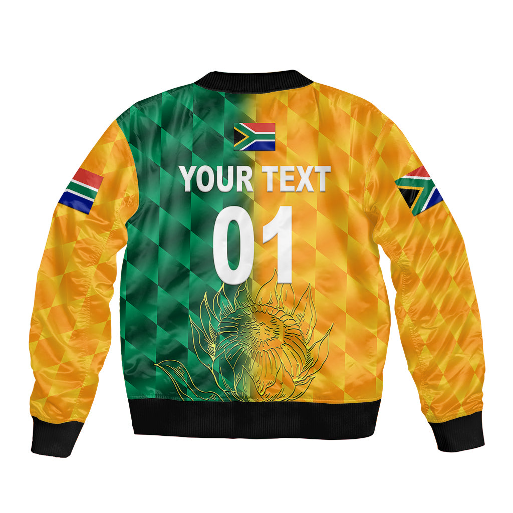 (Custom Personalised) South Africa Proteas Cricket Sleeve Zip Bomber Jacket Simple - Yellow LT8 - Wonder Print Shop
