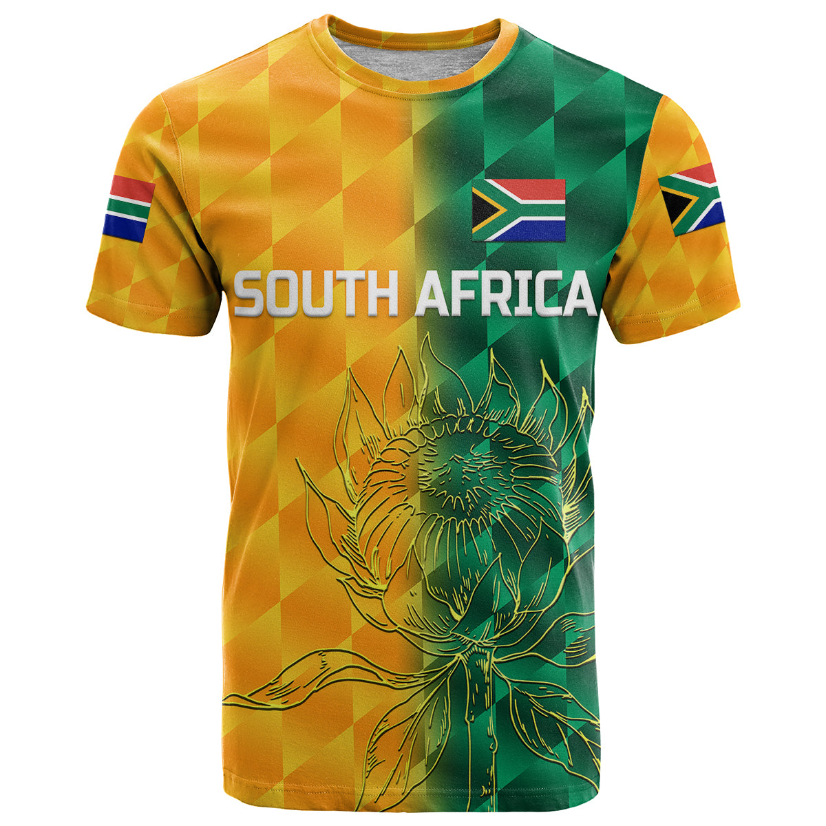 Custom South Africa Proteas Cricket T Shirt Simple Yellow LT8 - Wonder Print Shop