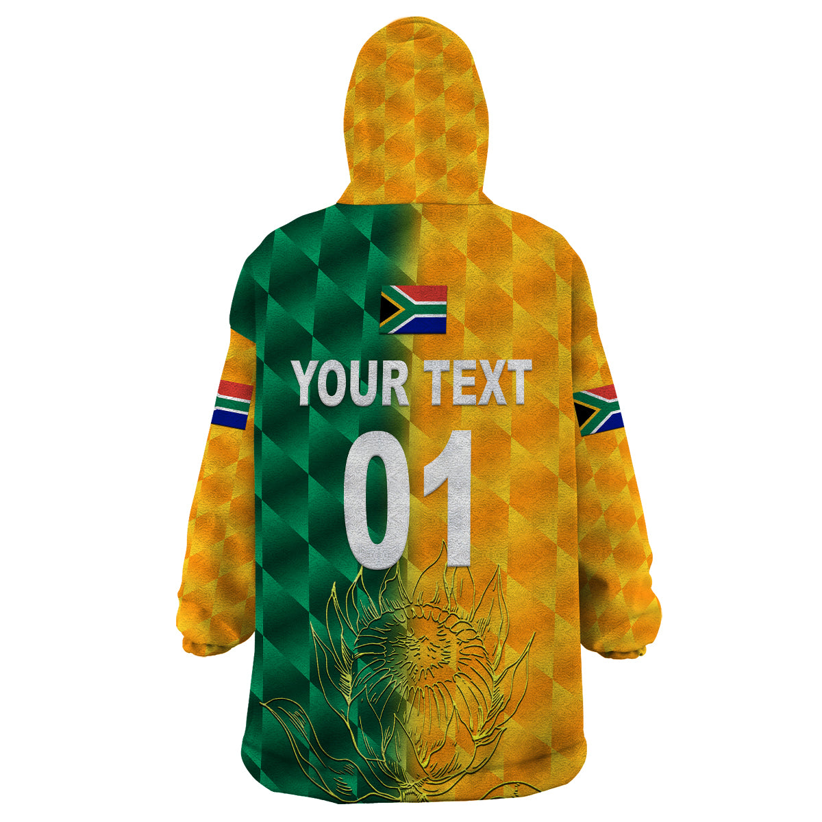 (Custom Personalised) South Africa Proteas Cricket Wearable Blanket Hoodie Simple - Yellow LT8 - Wonder Print Shop