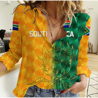 (Custom Personalised) South Africa Proteas Cricket Women Casual Shirt Simple - Yellow LT8 - Wonder Print Shop