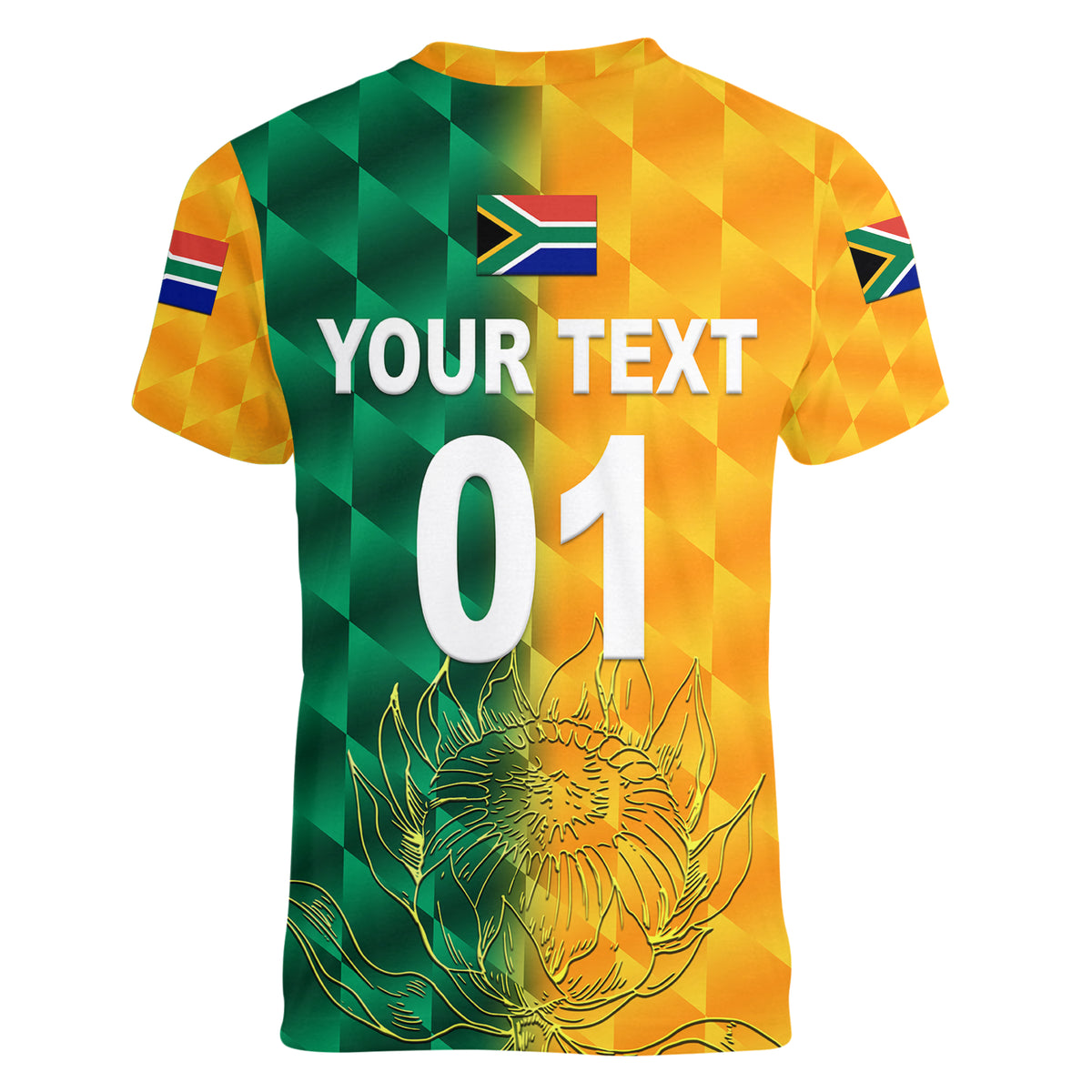 (Custom Personalised) South Africa Proteas Cricket Women V Neck T Shirt Simple - Yellow LT8 - Wonder Print Shop