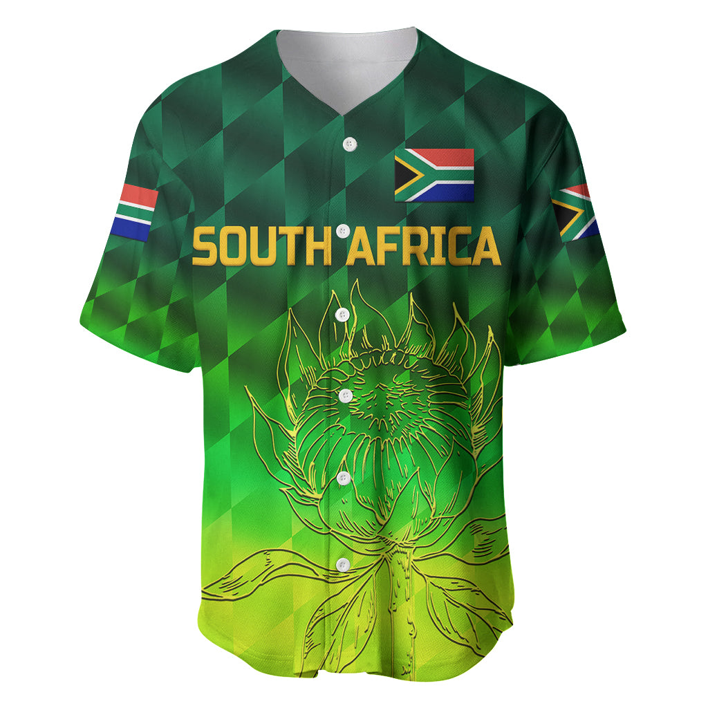 (Custom Personalised) South Africa Proteas Cricket Baseball Jersey Simple - Gradient Green LT8 - Wonder Print Shop