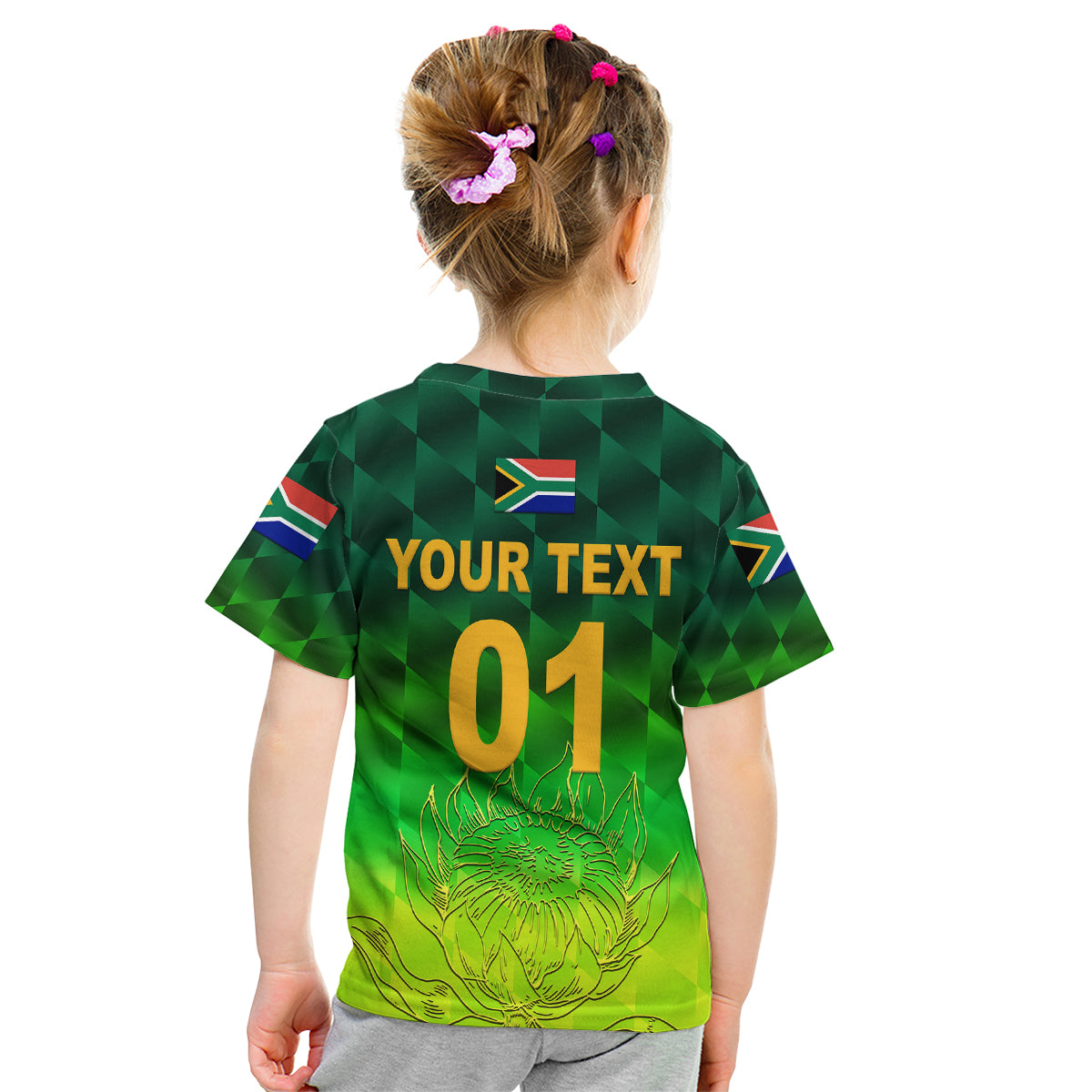 (Custom Personalised) South Africa Proteas Cricket Kid T Shirt Simple - Gradient Green LT8 - Wonder Print Shop