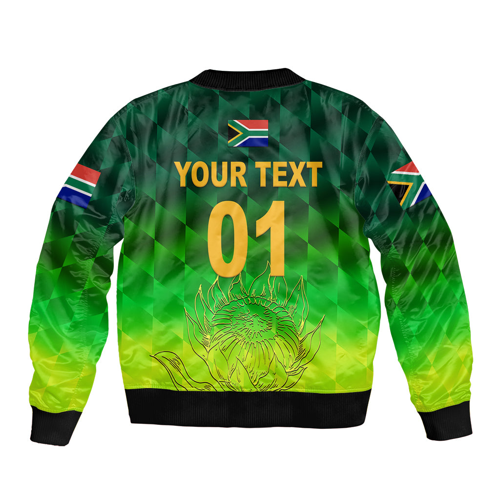 (Custom Personalised) South Africa Proteas Cricket Sleeve Zip Bomber Jacket Simple - Gradient Green LT8 - Wonder Print Shop