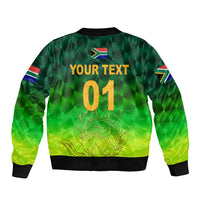 (Custom Personalised) South Africa Proteas Cricket Sleeve Zip Bomber Jacket Simple - Gradient Green LT8 - Wonder Print Shop