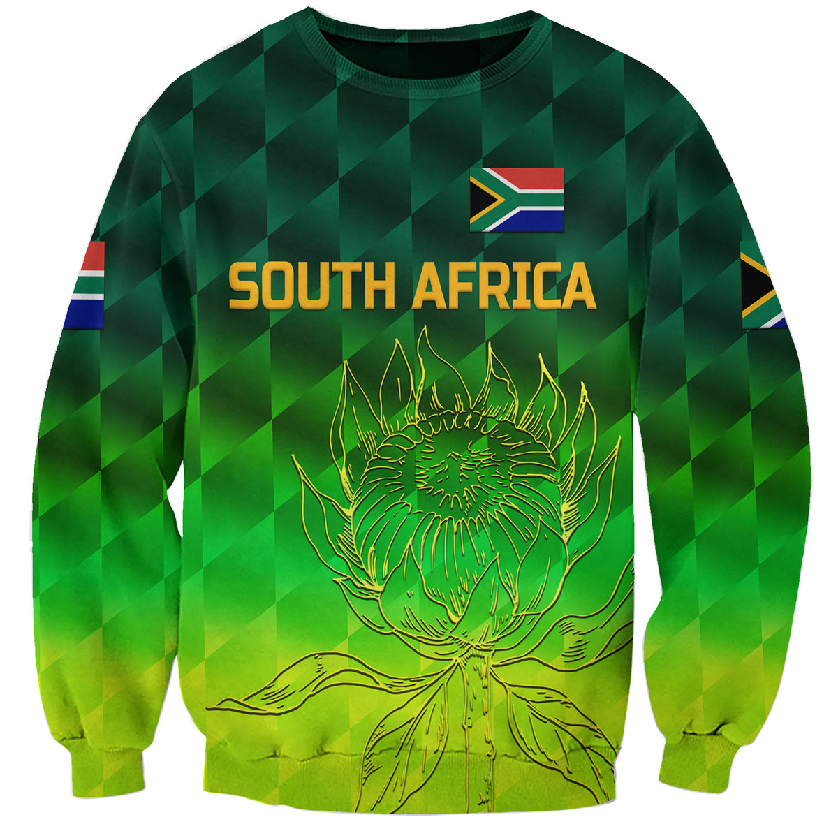 (Custom Personalised) South Africa Proteas Cricket Sweatshirt Simple - Gradient Green LT8 - Wonder Print Shop