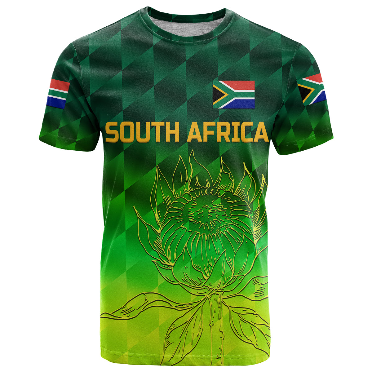 Custom South Africa Proteas Cricket T Shirt Simple Gradient Green LT8 - Wonder Print Shop