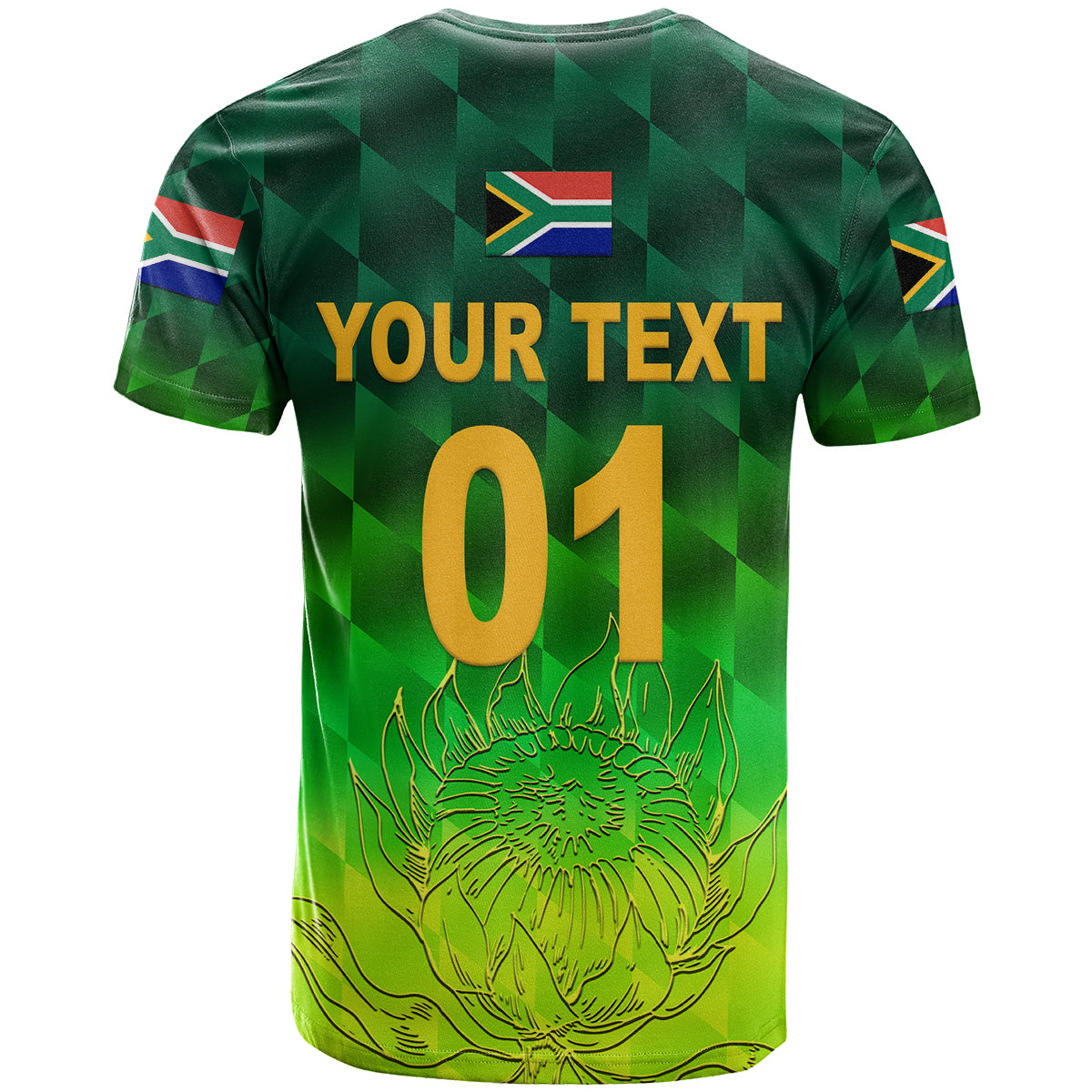 Custom South Africa Proteas Cricket T Shirt Simple Gradient Green LT8 - Wonder Print Shop