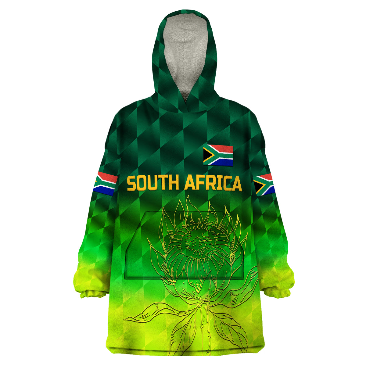 (Custom Personalised) South Africa Proteas Cricket Wearable Blanket Hoodie Simple - Gradient Green LT8 - Wonder Print Shop