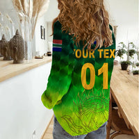 (Custom Personalised) South Africa Proteas Cricket Women Casual Shirt Simple - Gradient Green LT8 - Wonder Print Shop