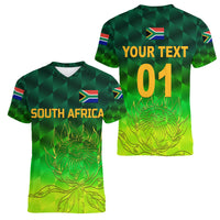 (Custom Personalised) South Africa Proteas Cricket Women V Neck T Shirt Simple - Gradient Green LT8 - Wonder Print Shop