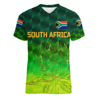 (Custom Personalised) South Africa Proteas Cricket Women V Neck T Shirt Simple - Gradient Green LT8 - Wonder Print Shop