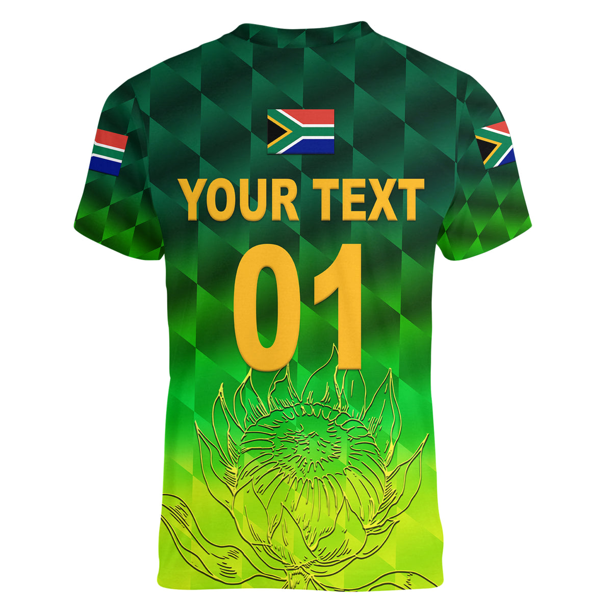 (Custom Personalised) South Africa Proteas Cricket Women V Neck T Shirt Simple - Gradient Green LT8 - Wonder Print Shop