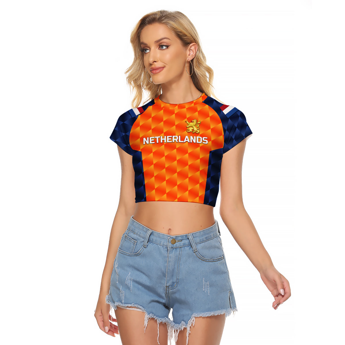 (Custom Personalised) Netherlands Cricket Dutch Lion Raglan Cropped T Shirt Unique Orange LT8 - Wonder Print Shop