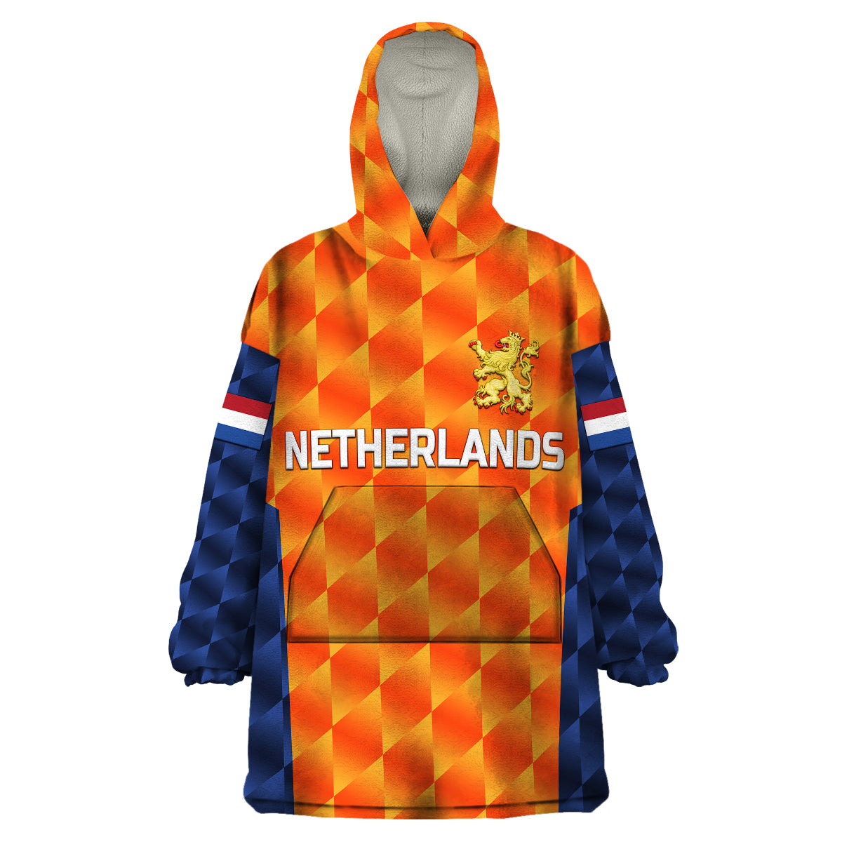 (Custom Personalised) Netherlands Cricket Dutch Lion Wearable Blanket Hoodie Unique Orange LT8 - Wonder Print Shop