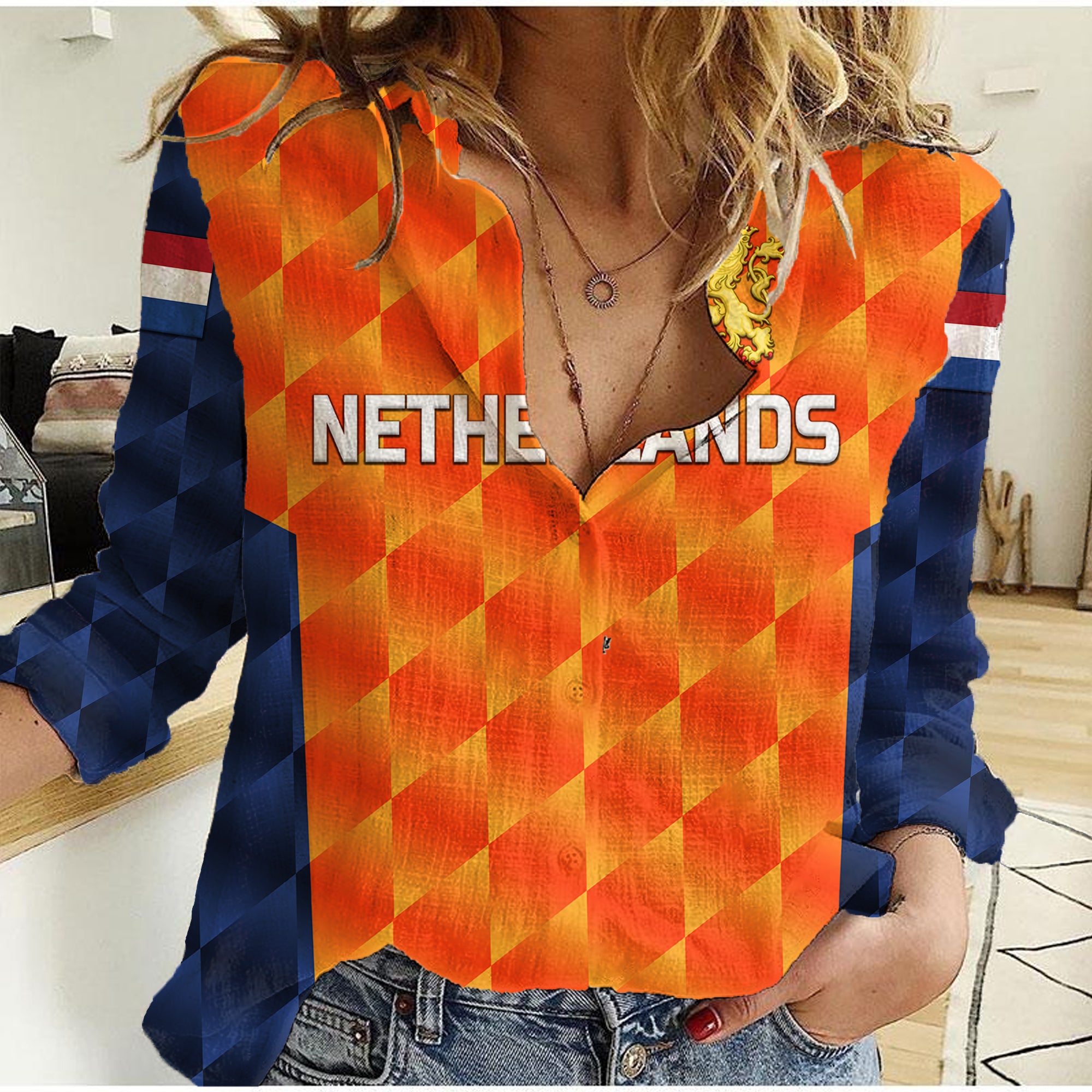 (Custom Personalised) Netherlands Cricket Dutch Lion Women Casual Shirt Unique Orange LT8 - Wonder Print Shop